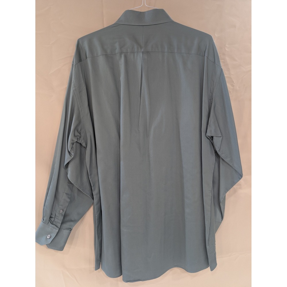 Murano Mens 17.5 35 Cotton Twill Long Sleeve Button Down Dress Shirt Green - Picture 3 of 6